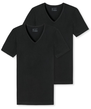 SCHIESSER 2-pack shirt v-neck noir